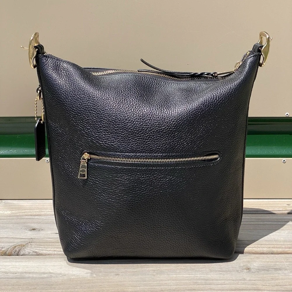 Coach Val Duffle C2818 Black Pebble Leather Shoulder Crossbody Bag